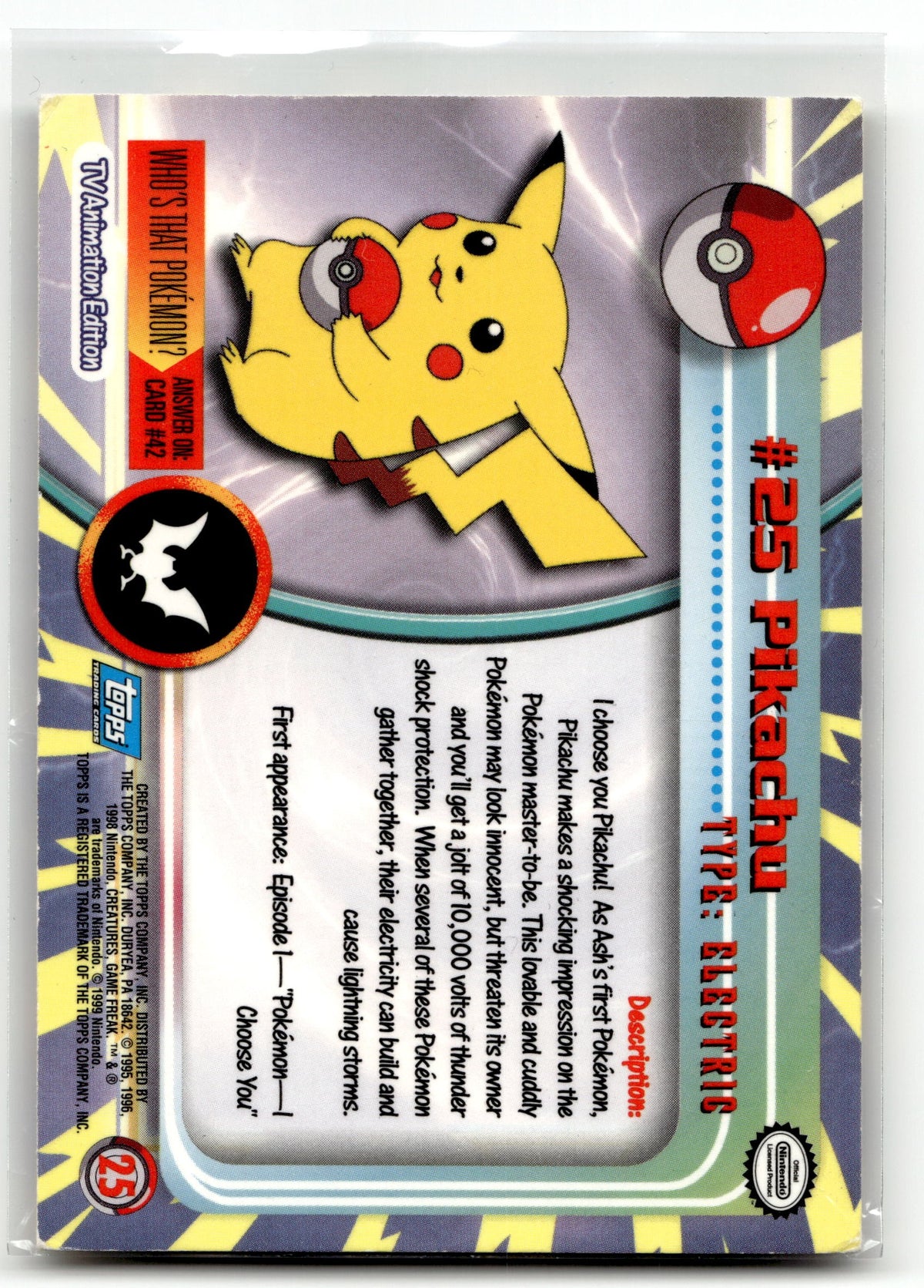 Pikachu - Topps TV 1999 #25
