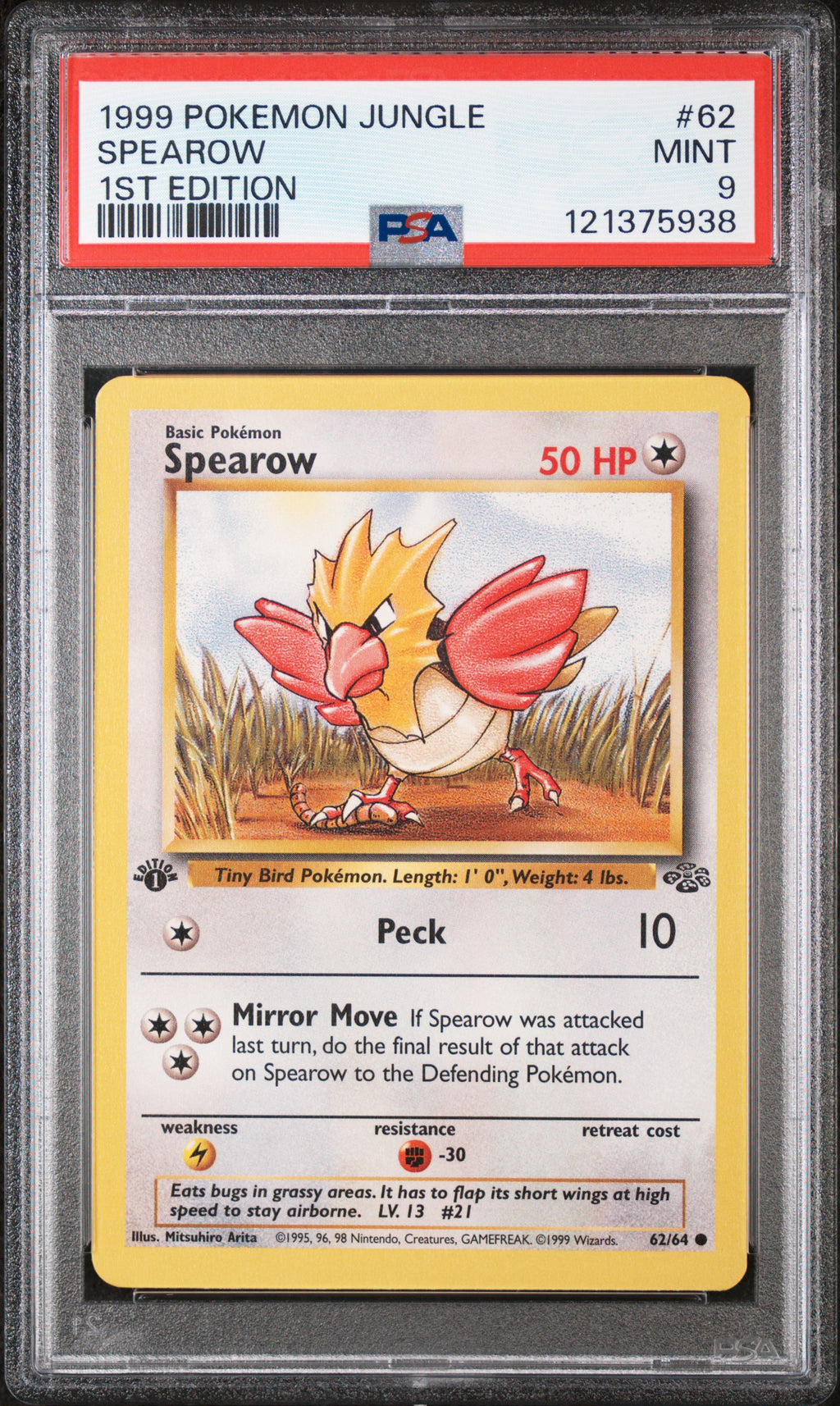 Spearow 1st Editon #62 PSA 9