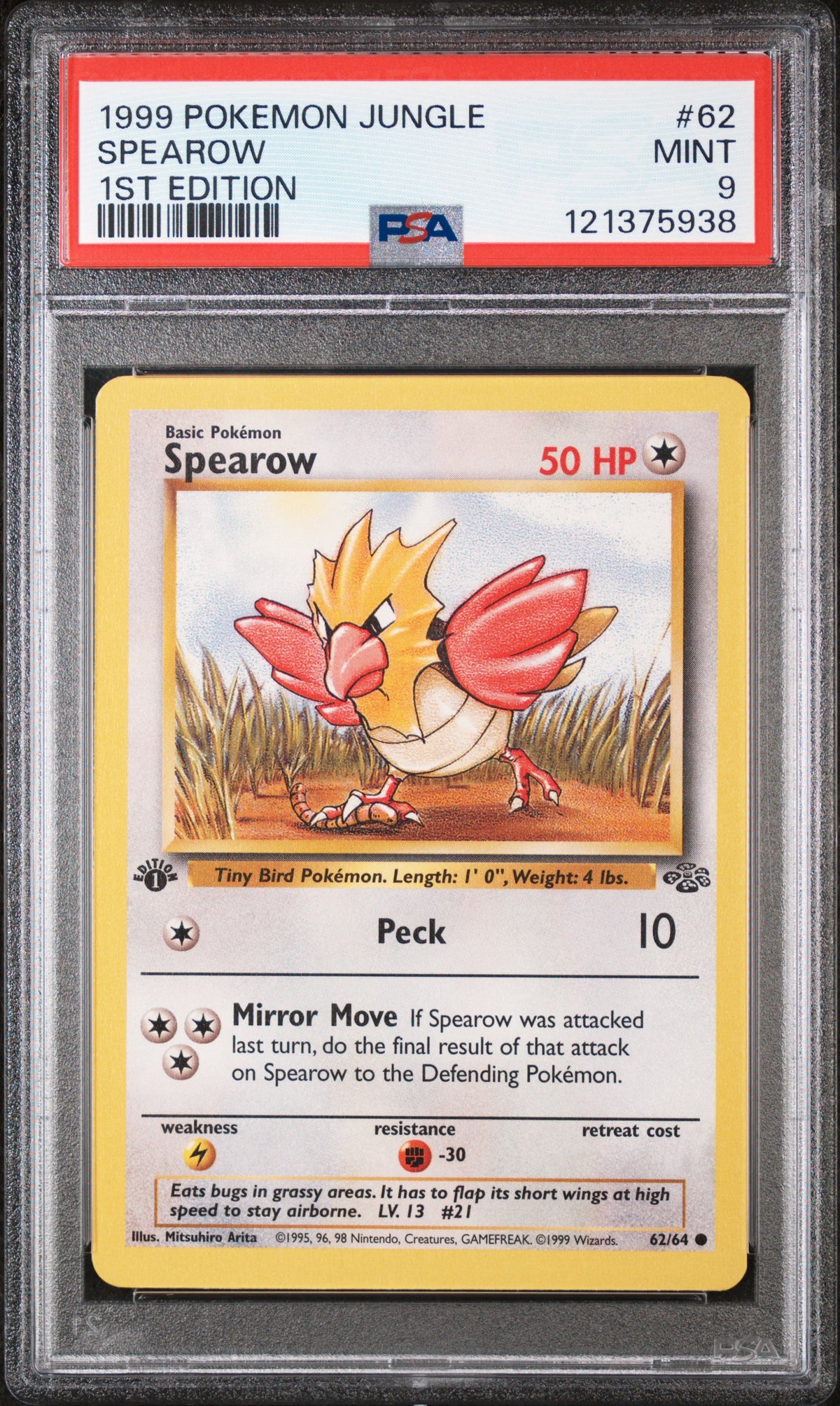 Spearow 1st Editon #62 PSA 9