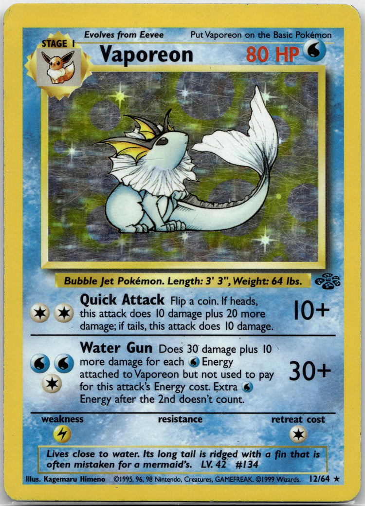 Vaporeon - Jungle (Holo Rare) #12/64 English / Light Played / Normal