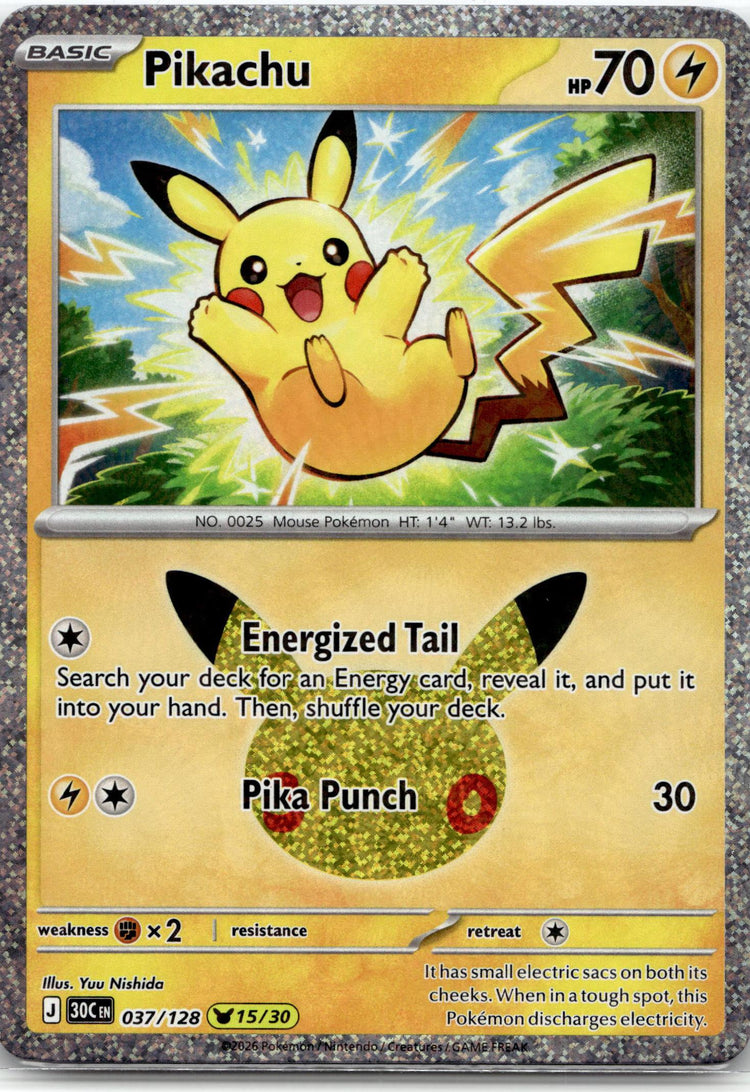 Pikachu - 30th Celebration (Pikachu Rare) #37/128 English / Near Mint / Normal