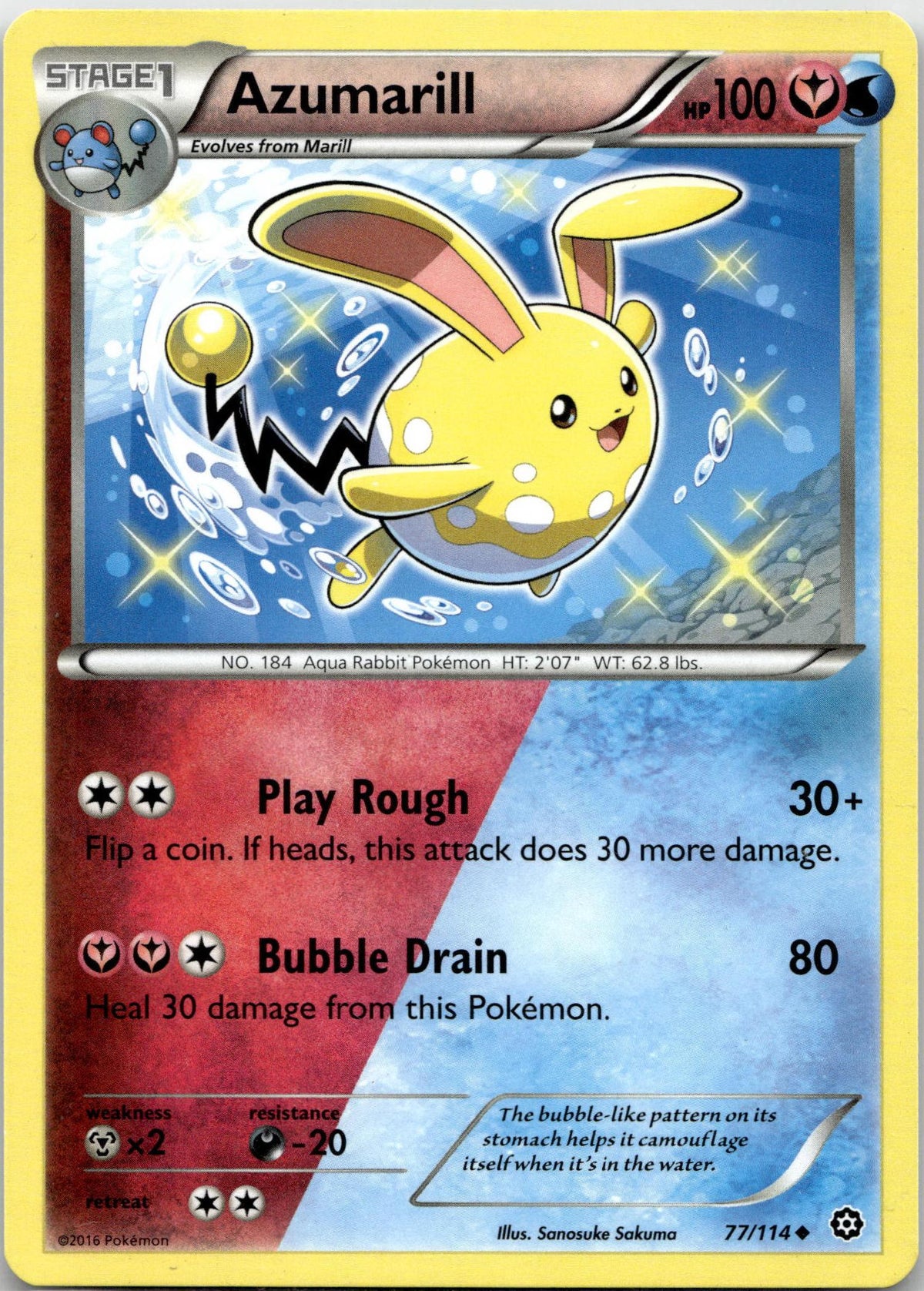 Azumarill - Steam Siege (Uncommon) #77/114 English / Near Mint / Normal
