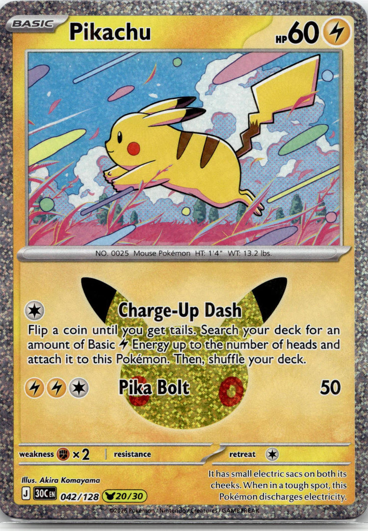 Pikachu - 30th Celebration (Pikachu Rare) #42/128 English / Near Mint / Normal