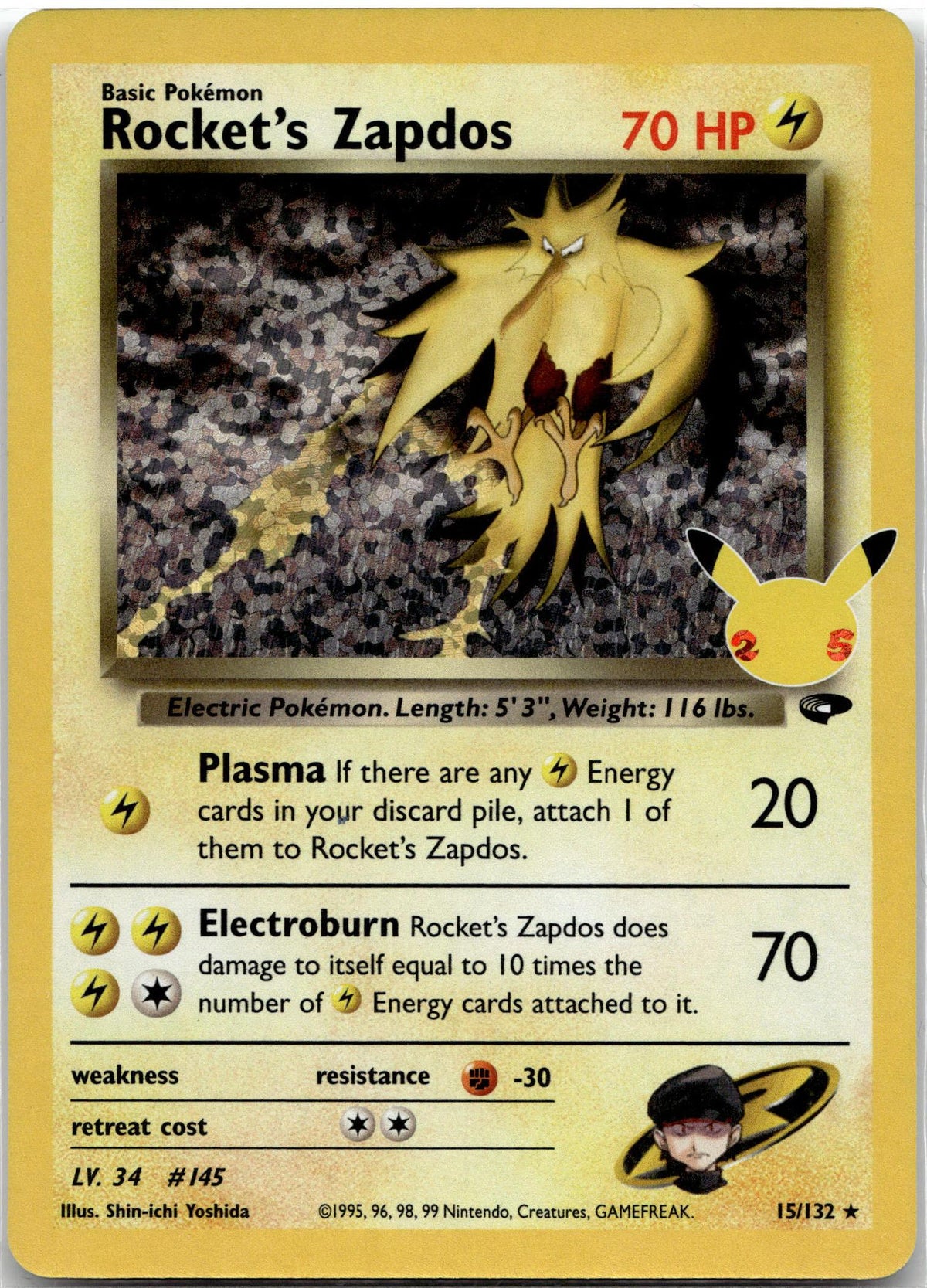 Rocket's Zapdos - Celebrations: Classic Collection (Classic Collection) #15/25 English / Near Mint / Normal