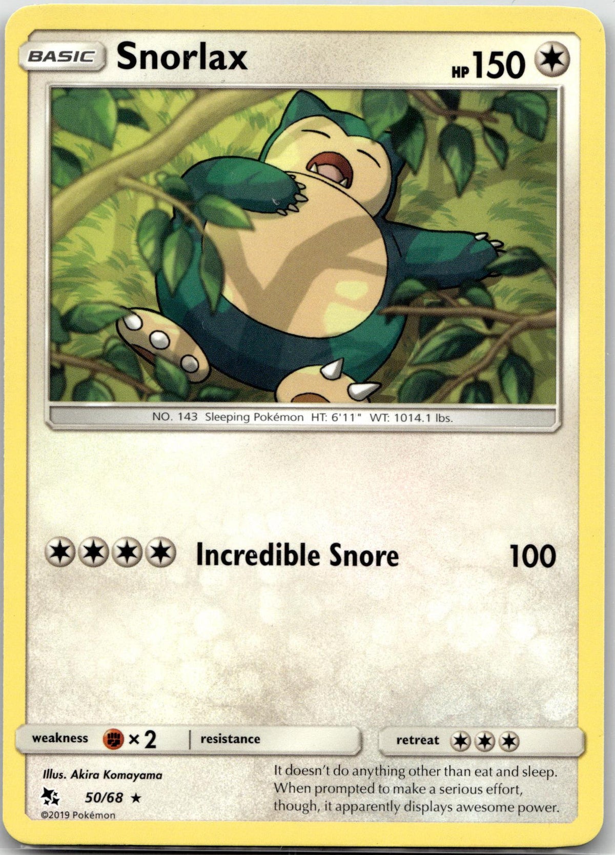 Snorlax - Hidden Fates (Rare) #50/68 English / Near Mint / Normal