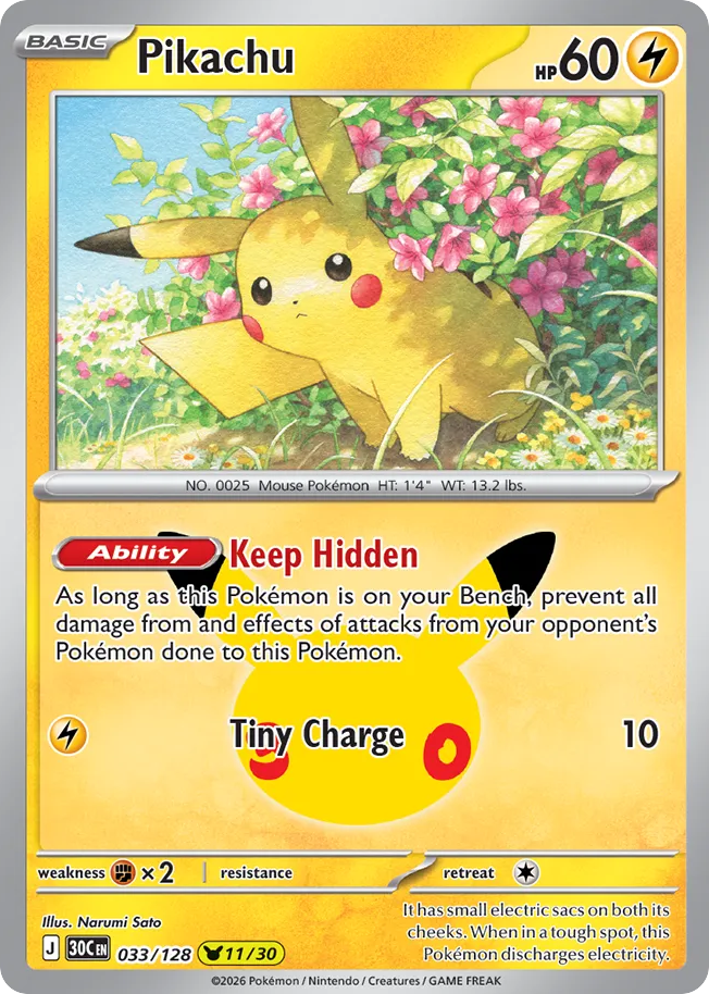 Pikachu - 30th Celebration (Pikachu Rare) #33/128