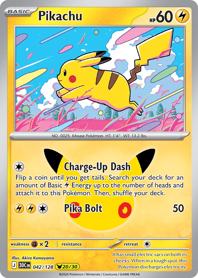 Pikachu - 30th Celebration (Pikachu Rare) #42/128